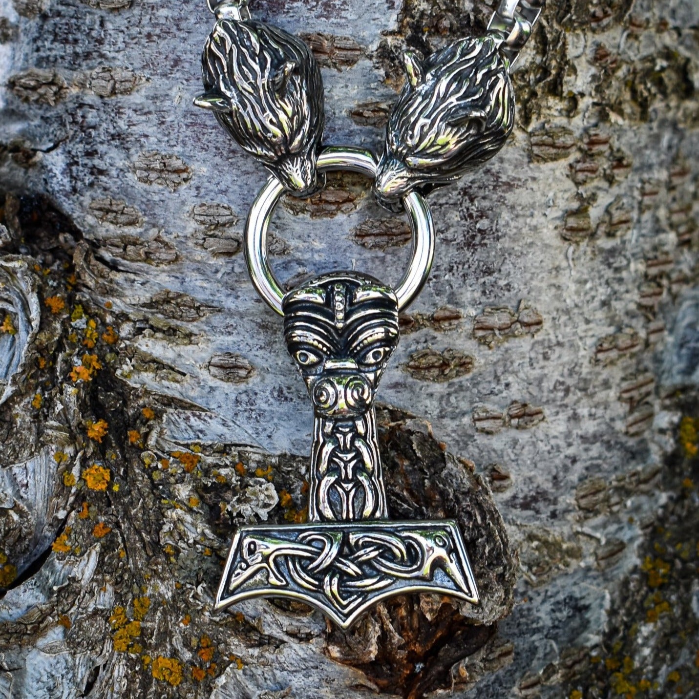 Viking Warrior Animal Spirit Mjolnir Necklace