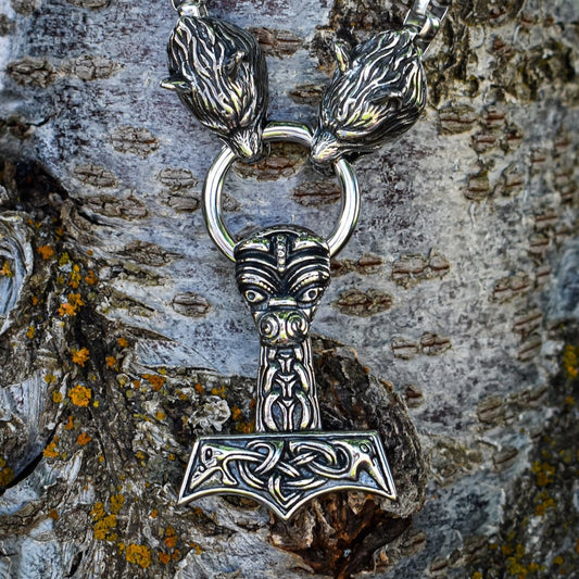 Viking Warrior Animal Spirit Mjolnir Necklace