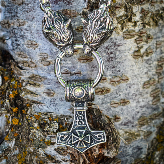 Viking Warrior Celtic Cross Mjolnir Necklace