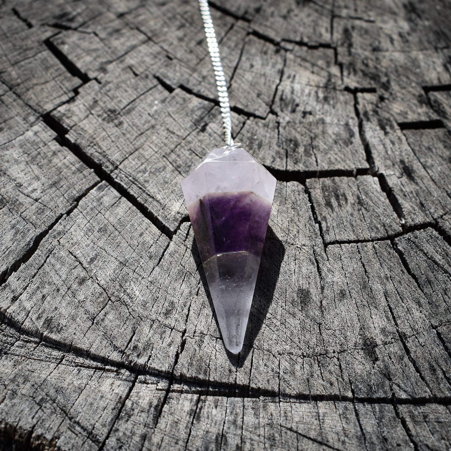 Amethyst & Rose Quartz Fused Gemstone Pendulum